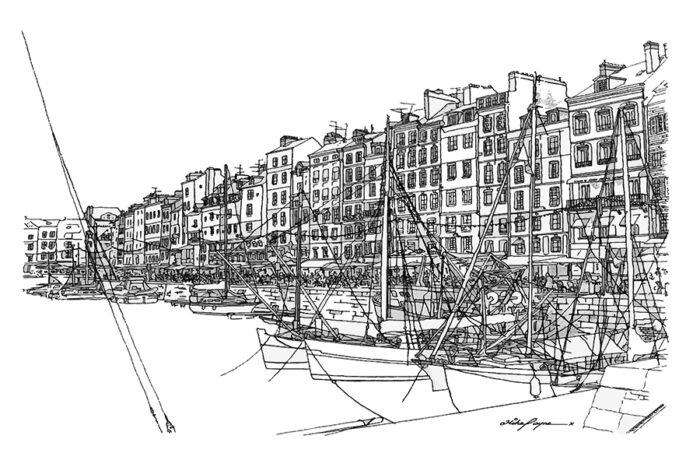 Honfleur line drawing